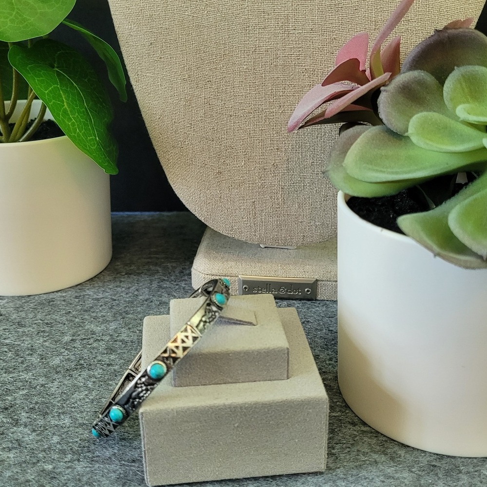 Western Southwestern Stretch Bracelet Turquoise Color Horse Petroglyph